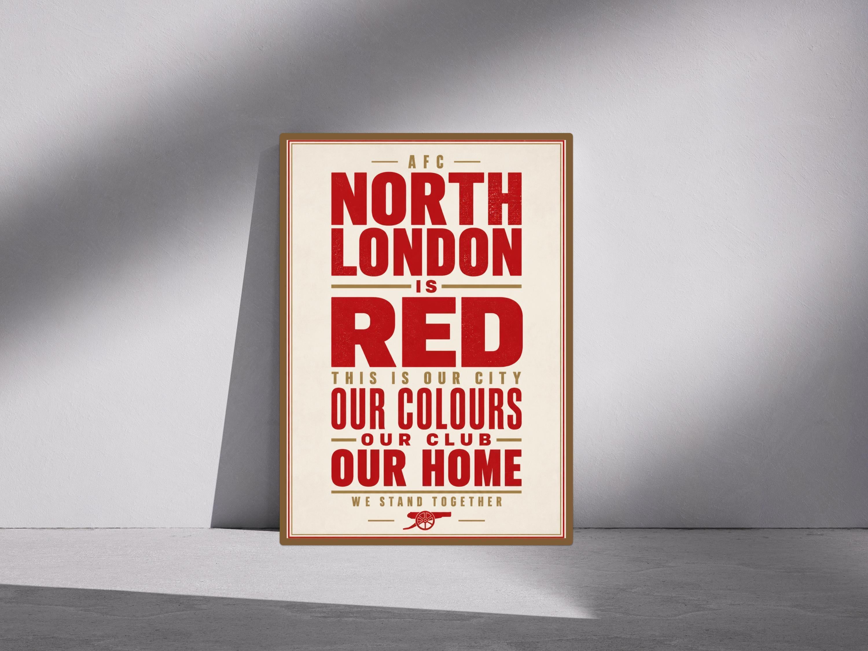 North London is Red Print, Retro Football Wall Art, Our City Arsenal Poster, Vintage Arsenal Decor, Gunners Fan, Arsenal | 154A