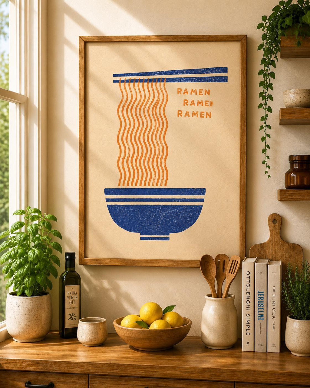 Ramen Kitchen Wall Art Print, Minimalist Japanese Food Poster, Ramen Bowl Decor, Asian Kitchen Artwork, Foodie Gift, Restaurant Decor | 050