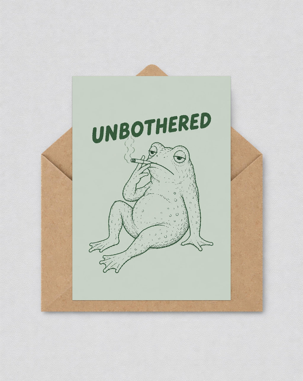 Funny Frog Card, Unbothered Poster, Sage Wall Art, Retro Toad Illustration, Humorous Decor | 171