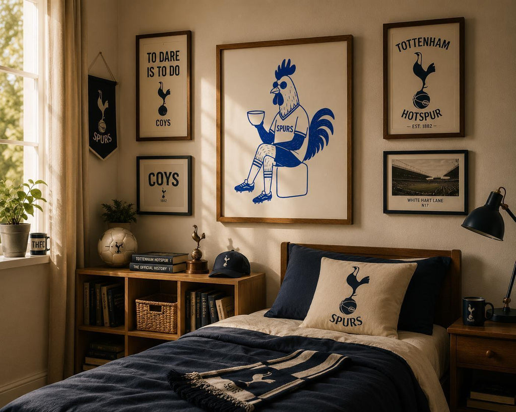 Spurs Fan Print, Tottenham Football Wall Art, Funny Football Supporter Gift, Cockerel Poster, Coffee Lover Spurs, Tottenham Fan | 044