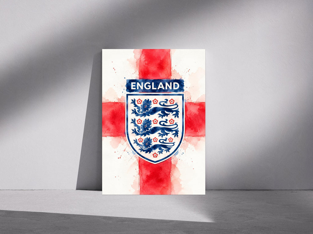 England Football Print, Three Lions Wall Art, England Supporter Gift, St George Flag Poster, England Fan Decor, A3/A4/A5 Print | 174A