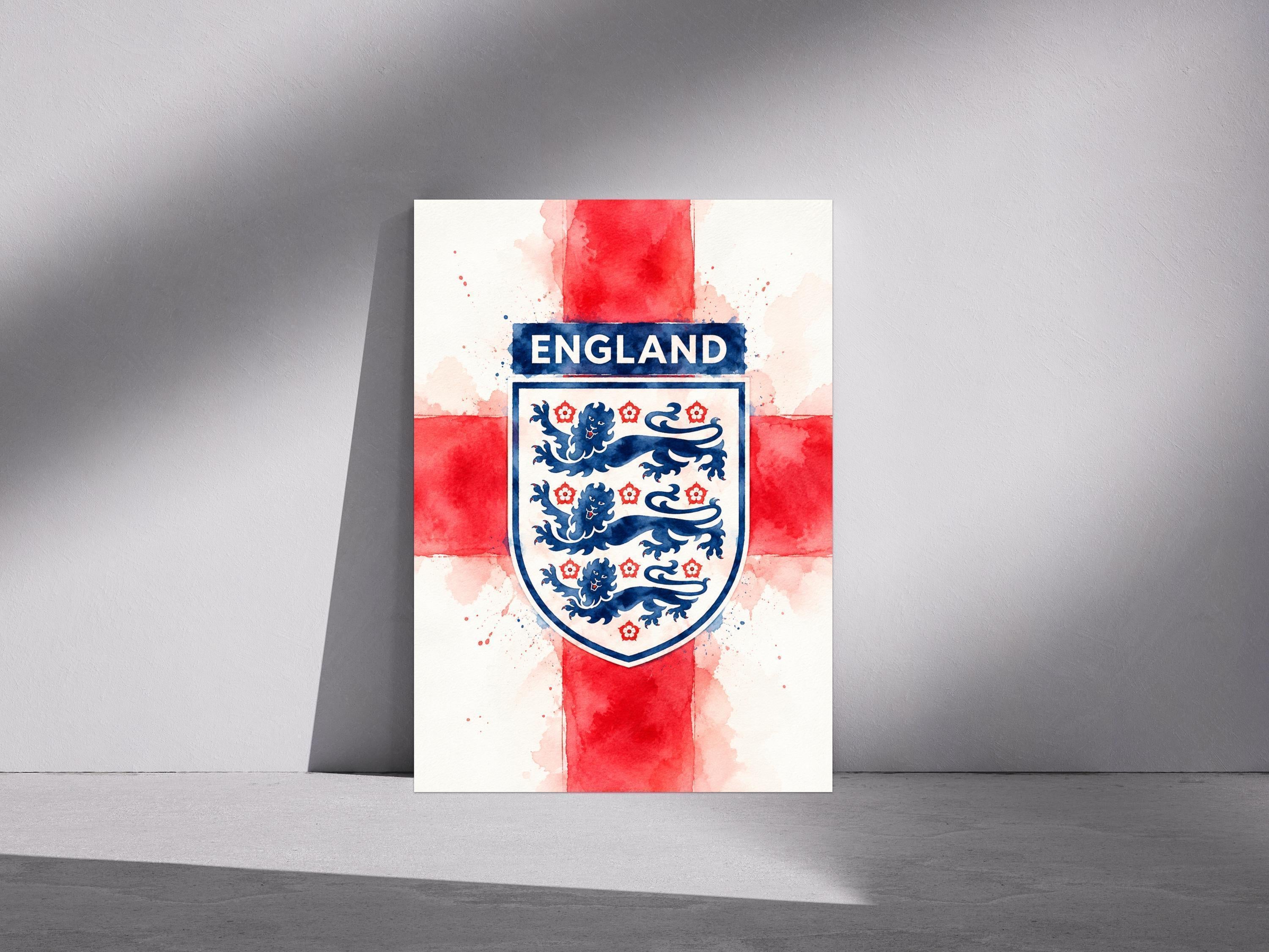 England Football Print, Three Lions Wall Art, England Supporter Gift, St George Flag Poster, England Fan Decor, A3/A4/A5 Print | 174A