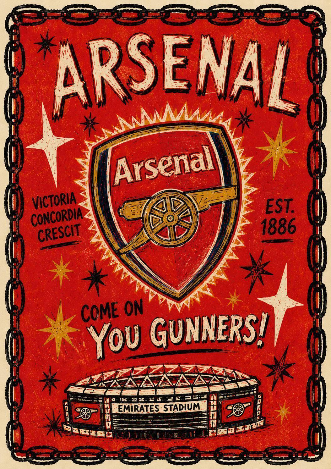 Arsenal Inspired Vintage COYG Classic Style Poster Print | Arsenal Fan Gift | A3/A4/A5 Print | 135A