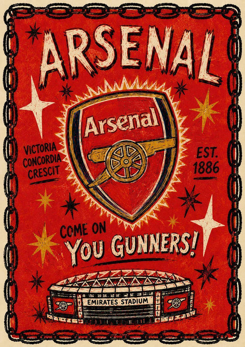 Arsenal Inspired Vintage COYG Classic Style Poster Print | Arsenal Fan Gift | A3/A4/A5 Print | 135A