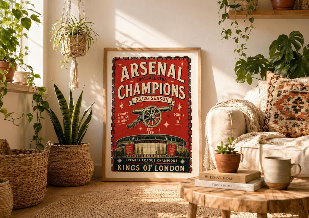 Arsenal Fan Art | Champions 25/26 Vintage Style Poster Prin | Arsenal Fan Art Gift | A3/A4/A5 Print | 136A