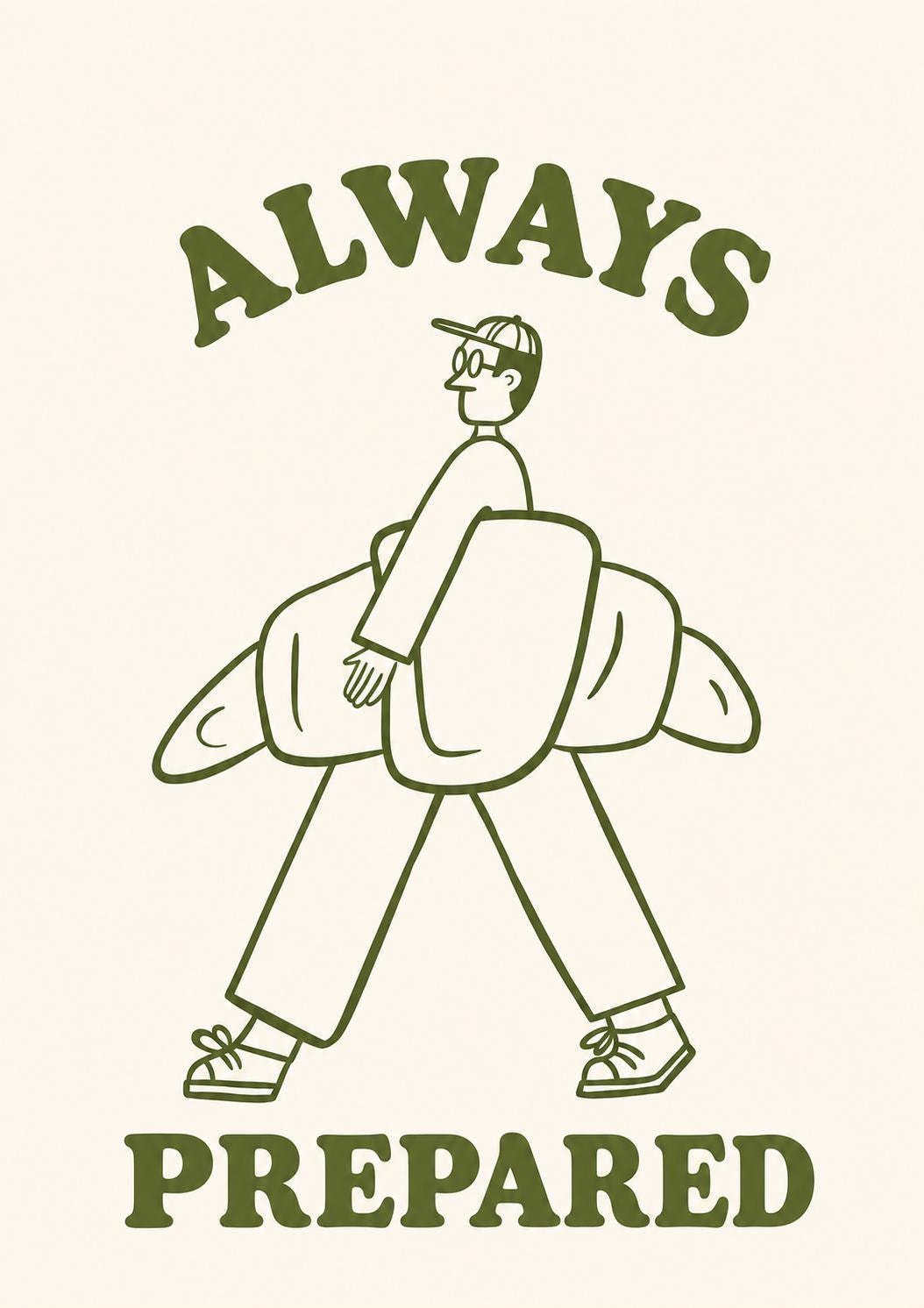 Always Prepared Croissant Wall Art Print, Funny Bakery Decor, Cafe Wall Art, Coffee Shop Poster, Foodie Kitchen Print, Hipster Artwork | 040