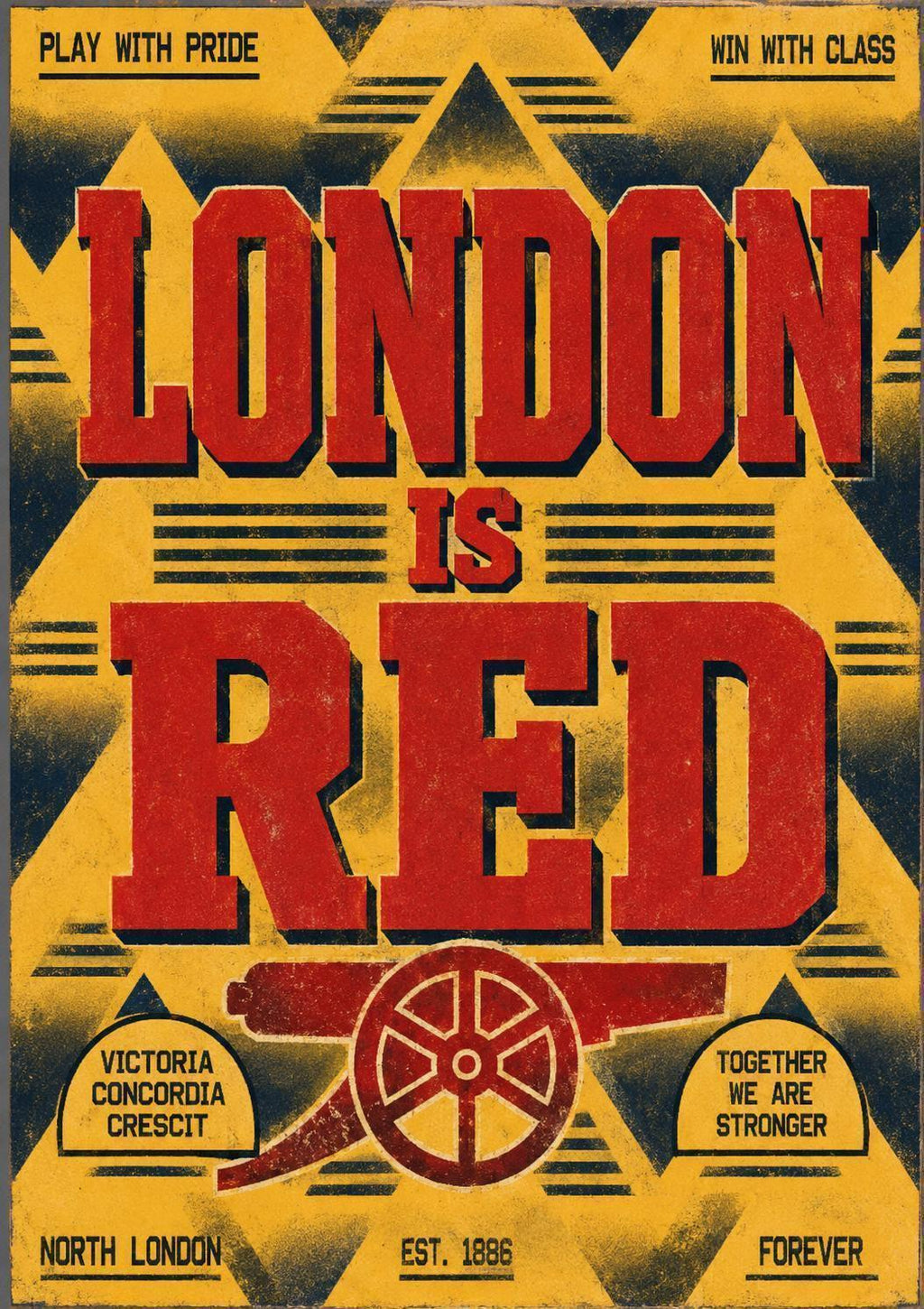 London is Red | Arsenal Inspired Wall Art Poster Print, Retro Arsenal Decor, Bruised Banana Artwork | A3/A4 | 149A