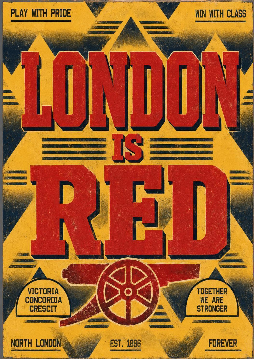 London is Red | Arsenal Inspired Wall Art Poster Print, Retro Arsenal Decor, Bruised Banana Artwork | A3/A4 | 149A