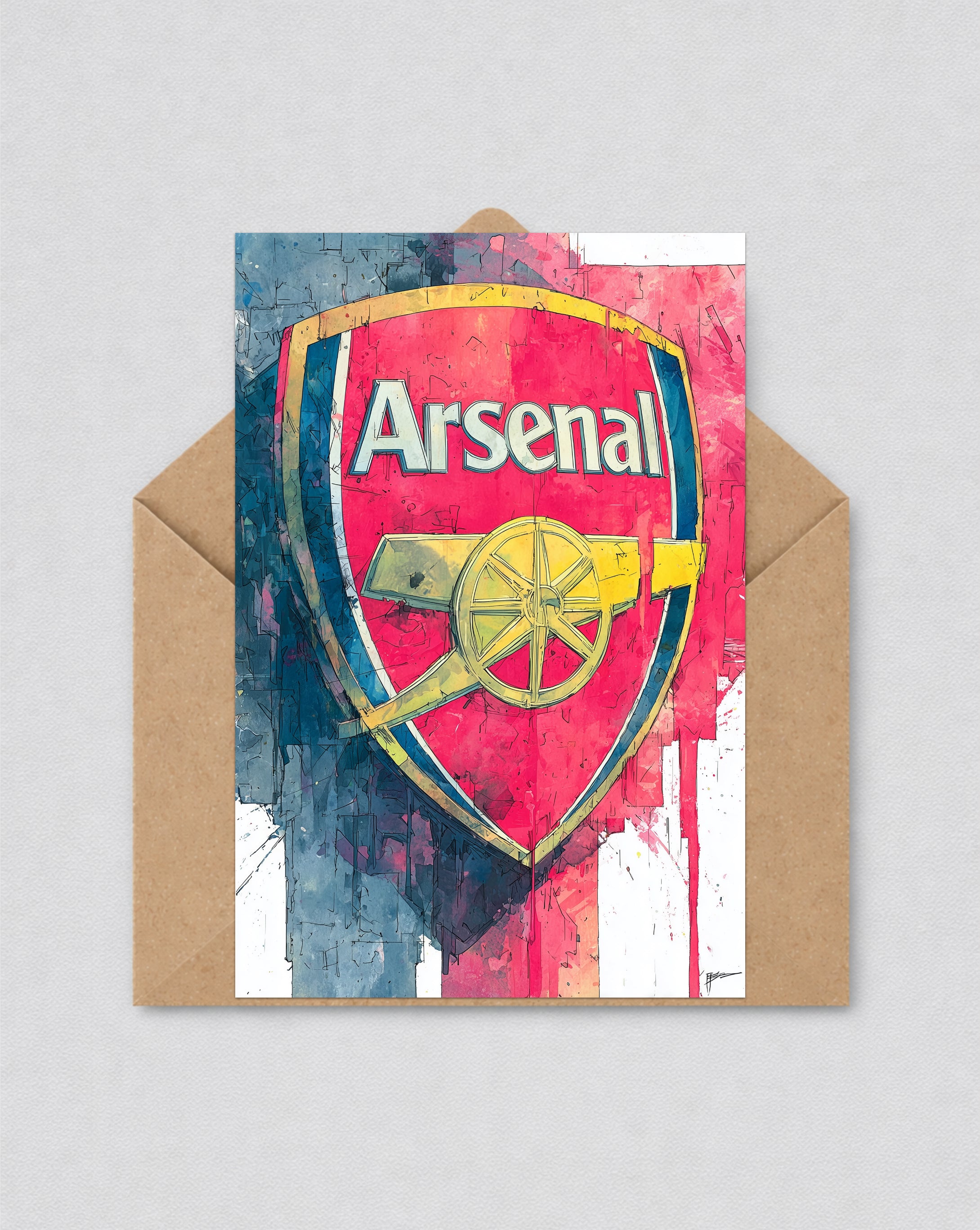 Arsenal Crest Watercolour Card